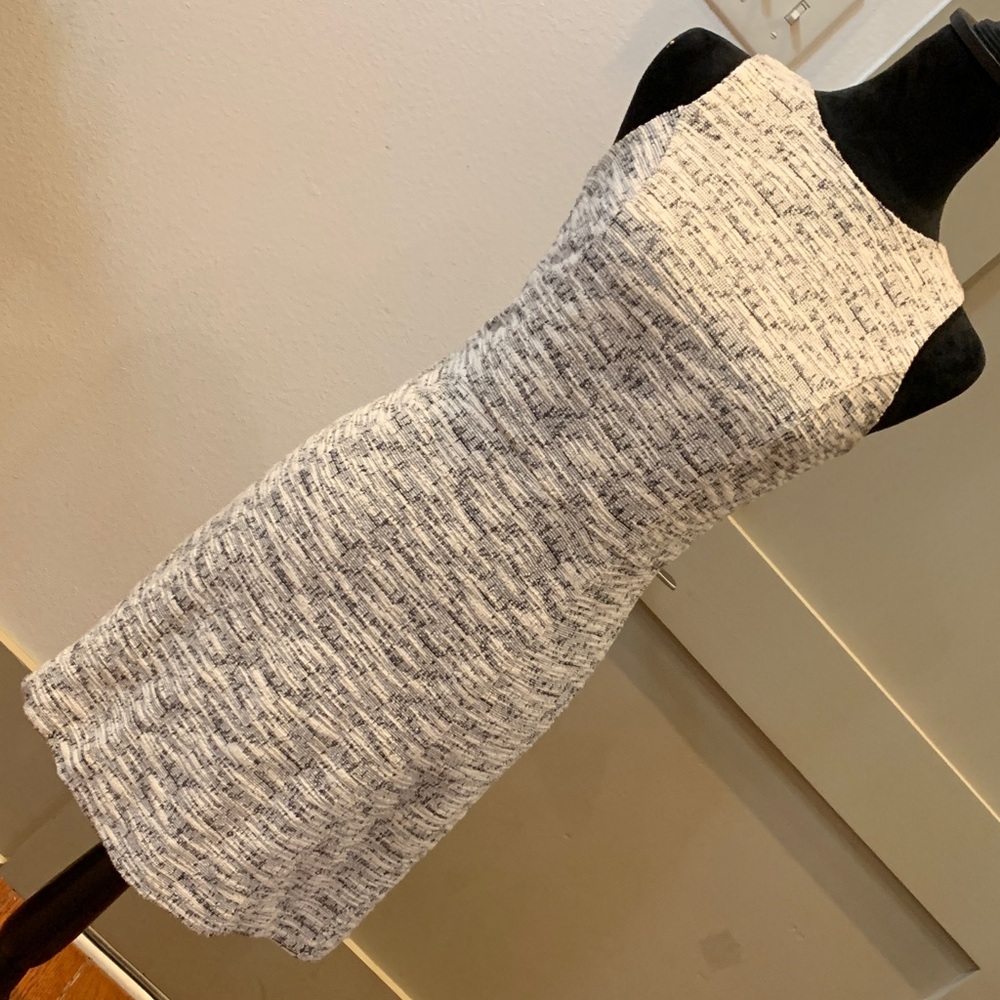 LOFT Textured Sleeveless White and Black Mini Dress